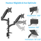 ShoppingAll Support de bureau pour écran LCD avec bras à double ressort à gaz entièrement réglable - Noir-Conçu avec des bras amovibles et un système de ressort à gaz, il offre une grande flexibilité dans le positionnement de vos moniteurs