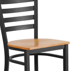 Flash Furniture - Tabouret de restaurant de la série HERCULES en métal noir avec dossier échelle - siège en bois naturel-Appui-pieds