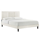 Modway - Sofia Chenal Touffé Performance Velvet Lit de plateforme King, Blanc-Velours de performance résistant aux taches