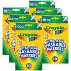 Crayola - Marqueurs ultra-propres, trait fin, couleurs classiques, 10 par paquet, 6 paquets, 60 marqueurs au total-Ces barils de marqueurs élégants et stylés abritent de l'encre colourée qui fonctionne sur une variété de surfaces, y compris des affiches, des pages à colourier, des sacs à lunch en papier brun, des noyaux en mousse et plus encore