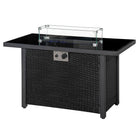 Outsunny - Table de foyer au propane 43 po, table de feu d’extérieur-Table de brasero classique en rotin PE, adaptée pour le patio, la terrasse ou le jardin