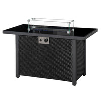 Outsunny - Table de foyer au propane 43 po, table de feu d’extérieur-Table de brasero classique en rotin PE, adaptée pour le patio, la terrasse ou le jardin