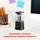Staples - Taille-crayon électrique pour usage modéré et plus à alimentation automatique – Noir-Contenant à grande capacité avec prévention des débordements pour recueillir les copeaux de crayon