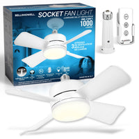 Bell+Howell - Ventilateur à douille de 15,7 po, lumière chaude avec télécommande - Blanc-Super lumineux : jusqu'à 1 000 lumens de lumière LED