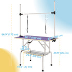 PawHut - Table de Toilettage pour Chien Réglable avec 2 Sangles de Sécurité - Violet-Deux sangles pour maintenir votre chien en place de manière sûre pendant la toilette