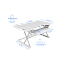 Rocelco- Ensemble de rehausse de bureau de luxe à hauteur ajustable de 46" et support au sol - Blanc / Noir-RÉGLAGE DE LA HAUTEUR RAPIDE, FACILE ET STABLE AVEC EVR CONCEPTION DE LA GAMME VERTICALE AMÉLIORÉE: Cadre en métal robuste avec poignée latérale facile à saisir et assistance à piston à gaz, peut monter et descendre jusqu'à 45 livres avec un réglage en hauteur continu de 34" à 49" au-dessus du sol afin d'optimiser la position de travail ergonomique pour les personnes de la plupart des hauteurs. Le mou