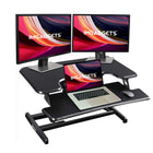 IMHome - Convertisseur de bureau assis-debout avec plateau pour clavier - 33 po - Noir-Le mécanisme de levage assisté par vérin à gaz intégré permet un ajustement vertical fluide à l’aide d’une simple poignée de commande. Vous pouvez régler le bureau entre 4,3 po et 19,3 po, afin de maintenir l’écran à une hauteur adéquate et adopter une posture de travail confortable, tout en réduisant les tensions au niveau du cou et du dos