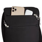 Travelon - Sac bandoulière mince classique antivol à double fermeture éclair - 9 po l x 10,25 po H x 1 po P - Noir-Deux poches avant à fermeture éclair verrouillable pour les articles à accès rapide