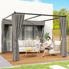 Outsunny - Retractable Pergola Canopy avec parois latérales - 10 pi x 10 pi - gris foncé-La structure en métal est solide et résistante à la rouille. Convient pour l'extérieur 