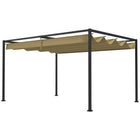 Outsunny - Pergola de patio avec auvent rétractable - 10 pi x 7 pi - kaki-Cadre en métal avec revêtement en poudre offrant une solidité supérieure et une grande stabilité 