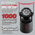 Bell + Howell - Lampe de travail bionique 360 Pro multidirectionnelle - 1000 lumens-Sans fil et rechargeable : La lampe de travail Bionic est sans fil et rechargeable, ce qui la rend très facile à ranger lors de vos déplacements. Chaque charge complète peut durer jusqu’à 4 heures d’utilisation, vous n’avez donc pas besoin de la recharger souvent