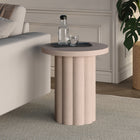 Hudson&Canal - Table d'appoint ronde cannelée Olie - 20 po l - Blanc aulne-Socle à piédestal orné de larges cannelures enveloppantes