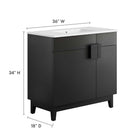 Modway - Miles 36" Vanette de salle de bain - Blanc Noir-Portes articulées