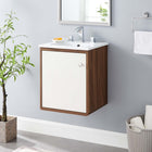 Modway - Transmit 18" Vanité de salle de bain murale - Blanc noyer-Bassin d’évier en céramique