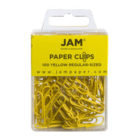 JAM Paper - Trombones standard colourés - 1 pouce - jaunes - paquet de 100- Couleur : Jaune