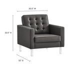 Modway - Loft Touffe Cuir végane Fauteuil et ensemble ottoman - Gris argenté-Rembourrage en cuir végane