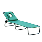 Outsunny - Chaise longue d’extérieur pliante - chaise de bronzage avec ouverture pour le visage - vert-Bronzez ou détendez-vous ensemble autour de la piscine
