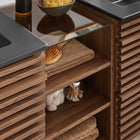 Modway - Render Évier double mural de 62" Vanette de salle de bain - Noir noyer-Taquets de montage adaptés aux cloisons sèches