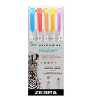 Zebra - Surligneur à double pointe - tampon et balle fine - Couleurs assorties - Paquet de 5-Conception à double pointe – tampon et balle fine