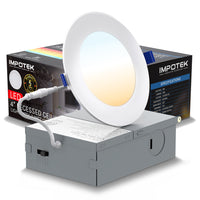 ShoppingAll - Impotek Lumière de plafond encastrée LED 4” 5 CCT avec boîte de jonction - 2700K/3000K/3500K/4000K/5000K - Dimmable IC Classé ETL Étoile d’Énergie 9W 800LM - RCL1-9W4IN (Paquet de 1)-Luminosité exceptionnelle et gradation réglable - Illuminez votre espace avec le summum de la technologie LED. Notre lumière de plafond encastrée offre des lumens supérieurs pour une luminosité inégalée tout en maintenant une efficacité énergétique de seulement 9 watts pour 800 lumens. Profitez d’une gradation flu