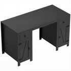 HOMCOM - Bureau exécutif style ferme 53 po avec tiroirs et 2 armoires - grain de bois noir-Le grand plateau accueille les essentiels, garantissant un espace de travail sans encombrement
