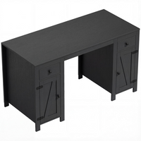 HOMCOM - Bureau exécutif style ferme 53 po avec tiroirs et 2 armoires - grain de bois noir-Le grand plateau accueille les essentiels, garantissant un espace de travail sans encombrement