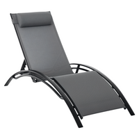 Outsunny - chaise longue inclinable de patio avec dossier réglable - gris-Fabriqué à partir d’un mélange de textilène sur un cadre en aluminium pour plus de durabilité et de solidité