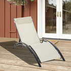 Outsunny - Chaise longue inclinable de patio avec dossier réglable beige-Structure en bois massif stable pour une utilisation quotidienne fiable