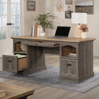 Sauder - La Collection Sonnet Springs Bureau ministre - Finition Pebble Pine-Des casiers ouverts offrent un espace de rangement supplémentaire
