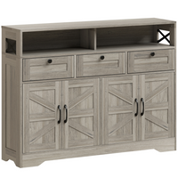 HOMCOM - Buffet de style ferme 47 po avec portes de grange et étagères de rangement - gris-Deux armoires, trois tiroirs et deux étagères ouvertes organisent les objets facilement