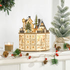 HOMCOM - Calendrier de l'Avent de Noël - Table Lumineuse Décoration de Noël-Forme : boîte. Type (motif) : maison, enfants, cerf et lampadaire 