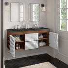 Modway - Render Fixation murale de 48" Vanette de salle de bain - Noyer blanc Noir-Tiroirs à extension complète