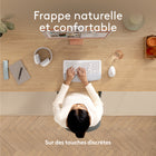 Logitech - Wave Keys for Mac, clavier ergonomique sans fil avec repose-poignets rembourré - Blanc-Plus de soutien, moins de pression des poignets: un repose-poignets rembourré qui vous soutient pendant que vous tapez sur des touches discrètes, même pendant plusieurs heures, jusqu’à 3 ans d’autonomie 
