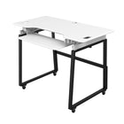 Rocelco- Ensemble de rehausse de bureau de luxe à hauteur ajustable de 46" et support au sol - Blanc / Noir-ENSEMBLE DE BUREAU PERMANENT: Comprend le convertisseur de bureau debout de 46 "(DADR-46) et le support de plancher mobile de luxe (DADR-FSM) pour convertir la colonne montante de bureau en un bureau assis-debout entièrement roulant