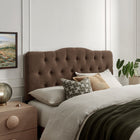Modway - Annabel Mélange de lin premium Tête de lit complète, Cacao-Cadre en mélange de bois
