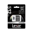 Lexar - SILVER PLUS carte mémoire professionnelle microSDXC - 512Go - Argent-La vitesse de lecture maximale de 205 Mo/s accélère les transferts et réduit les temps d'attente
