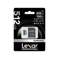 Lexar - SILVER PLUS carte mémoire professionnelle microSDXC - 512Go - Argent-La vitesse de lecture maximale de 205 Mo/s accélère les transferts et réduit les temps d'attente