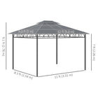 Outsunny - Gazebo à toit rigide à double toit 10' x 12' avec rideaux - kaki-L'armature combinée en métal et en aluminium offre une excellente stabilité et une grande robustesse 