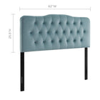 Modway - Annabel Touffe de diamant Performance Velvet Tête de lit Queen, Bleu clair-Sellerie en velours en polyester