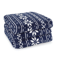 BIOS Living - Couverture chauffante cicro-peluche - Marine avec flocons de neige-Chaude, Confortable, Magnifique