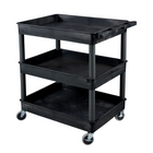 Luxor – Chariot robuste à 3 tablettes de style bac, noir (TC111-B)-Fait de plastique moulé de mousse structurée en polyéthylène haute densité