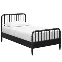 Modway - Arlette Taille jumelle Bois Cadre de lit de broche - Noir-Cadre de lit simple