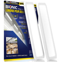 Bell+Howell - Lampes LED rechargeables activées par le mouvement sous les armoires - Paquet de 2-LED rechargeable sous les lumières de l'armoire : o Comprend 2x Bell + Howell Barres lumineuses LED rechargeables.Dimensions : Longueur 7.9 « , Largeur 1.6 « , Profondeur 0.35 ».