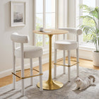 Modway - Lippa 28 po Naturel rond Bois Bar Table, Or Naturel-Socle métallique résistant aux éclats