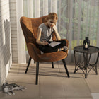 FurnitureR Chaise d'Appoint - Velours Vert -Pieds en bois de hêtre massif au fini noyer
