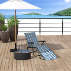 Outsunny - Chaise longue pliante avec coussin - dossier réglable - bleu et blanc-Le dossier s'incline sur 5 positions différentes pour trouver l'angle de bronzage adapté