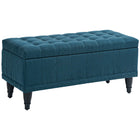 HOMCOM - Banc ottoman de rangement à dessus relevable pour bout de lit - bleu-Élégant et chic, ce banc sublime n'importe quel espace de vie 