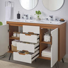 Modway - Energize Double évier 48" Vanette de salle de bain - Blanc cerise-Portes doubles à fermeture douce