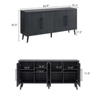 Manhattan Comfort - Jodie 164 cm Buffet Moderne d’Inspiration Mid-Century - Gris Charbon-Comprend 8 étagères cachées réglables