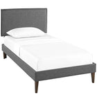Modway - Amaris Tissu Lit plateforme jumelle avec pieds carrés effilés, Gris-Cadre en bois / panneau en particules